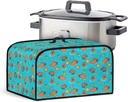 Xoenoiee Capybra and Lemon Blue Pattern Slow Cooker Cover Compatible with Crock Pot 6-8 qt Slow Cooker, Crock Pot Cover Dust Cover with Handle and Mesh Pocket