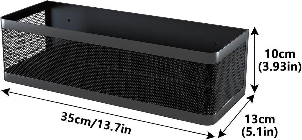 1 Magnetic Spice Rack For Refrigerator Hanging Shelf Wall Mount Kitchen Gadgets Shelves Magnet Organization (Black, 13.8''L*5.1''W*3.9''H)