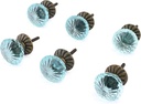 Perilla Home Set of 6 Knobs Glass Cassandra Knob Modern Decorative Glass Knobs for Home Decor, Kitchen, Cabinet, Hardware, Cupboard, Door, Dresser, Wardrobe and Drawer Pulls Aqua Blue