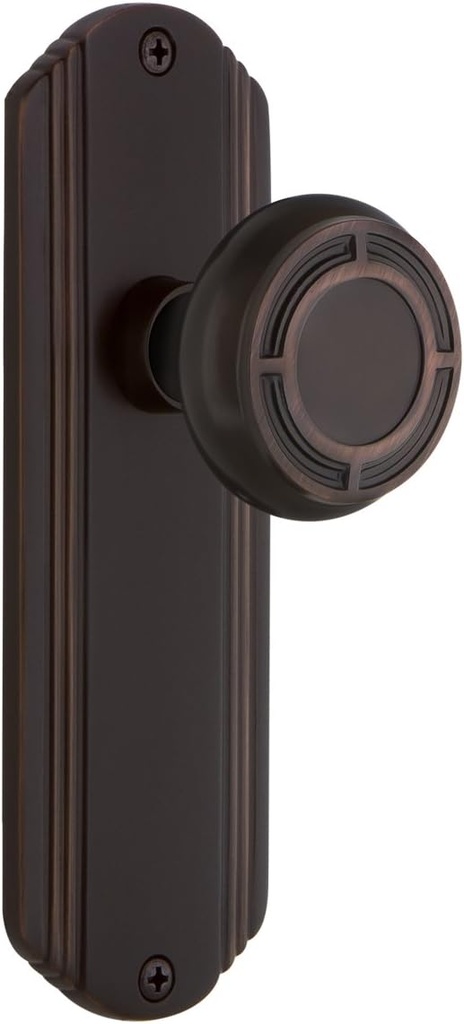 Nostalgic Warehouse Deco Plate Single Dummy Mission Door Knob in Timeless Bronze