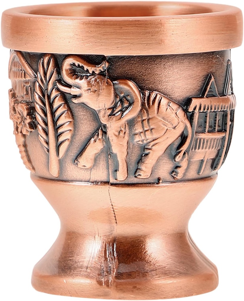 LUOZZY Vintage Metal Shot Glass Retro Style Goblet Tea Glass Cups Glass Tea Cups Metal Shot Glass Chinese Wine Glasses Home Supplies