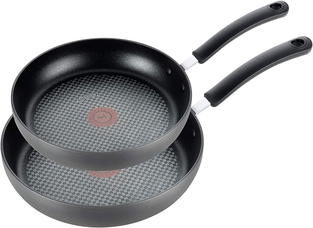 T-Fal Ultimate Hard Anodized Nonstick Fry Pan Set 2 Piece, 8, 10 Inch, Oven Broiler Safe 400F, Kitchen, Cookware, Pots and Pans Set Non Stick, Frying Pans, Dishwasher Safe, Black