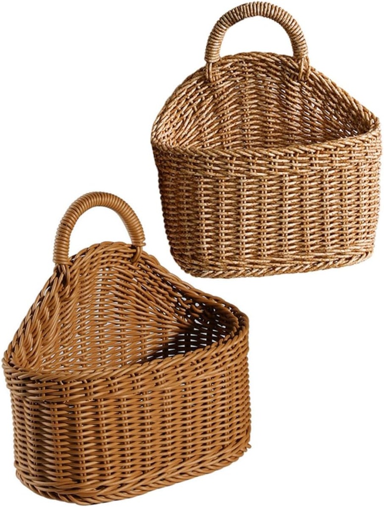 2pcs Woven Wall Hanging Baskets Cutlery Storage Decorative for Kitchen Home