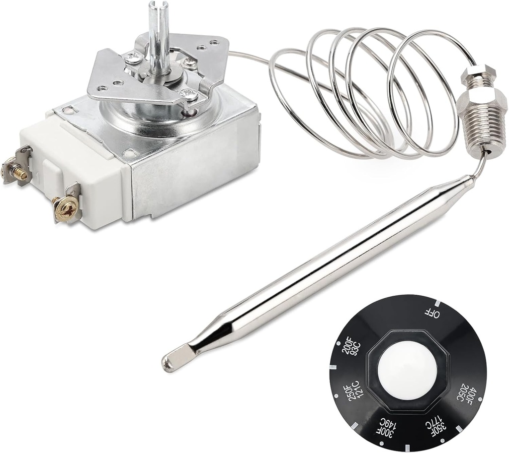 RX-1-36 Thermostat Fryer for 1/4" Mpt Stuff Box, 60125401 Thermostat for Deep Fryer Compatible with Pitco 60125401 fit for Royal Range 3113, 200-400F (Silver)