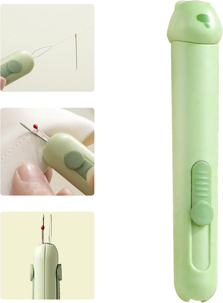 Upgraded 3 in 1 Automatic Needle Threaders Seam Ripper with Needle Storage,Needle Threaders for Hand Sewing, Embroidery,Quick Needle Threading Tool (1PCS-Green)