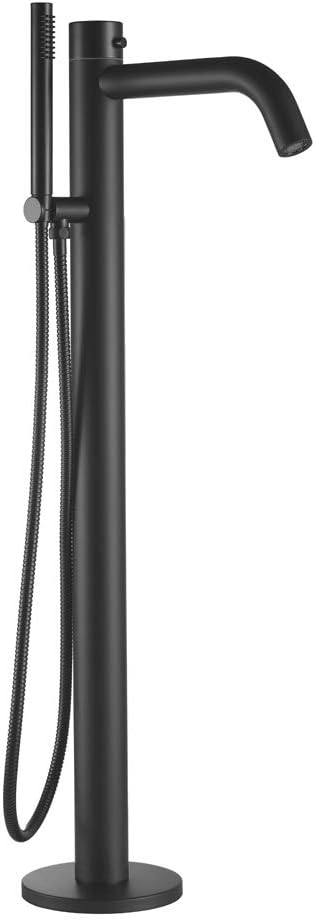 HEATGENE Bathtub Faucet Freestanding Tub Filler Single Handle Floor Mounted Faucets with Handheld Shower Matt Black