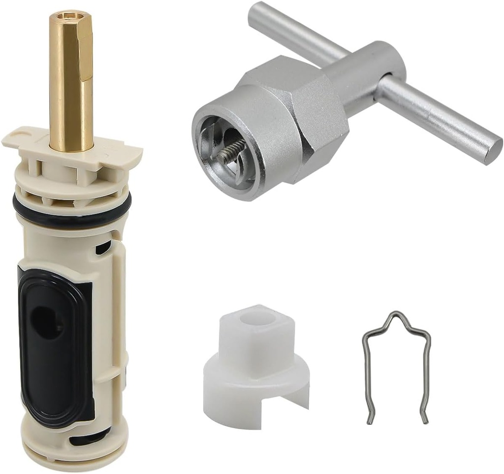 Shower Cartridge Replacement Compatible with Moen 1222, Brass Stem, Pressure-Balanced, Includes Retaining Clip and Disassembly Tool, for One-Handle Posi-Temp Tub & Shower Faucet (1-Pack)