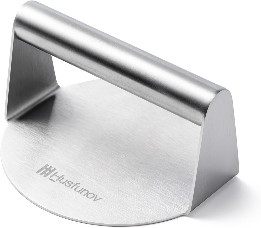 Stainless Steel Burger Press, 5.5 Inch Round Smasher,Non-Stick Smooth Hamburger Press,Flat Bottom Without Ridges, for Cooking Burgers, Bacon, Ground Beef, Meats, Sausage and So On