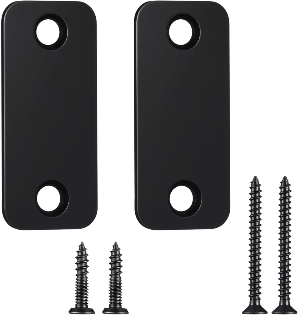 Blulu 2 Set Door Hole Cover Plate 1" x 2-1/4" Stainless Steel Door Strike Filler Plate Latch Filler, Increase Home Security on Entry (Black)