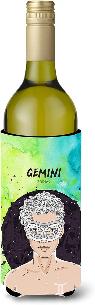 Caroline's Treasures BB7319LITERK Gemini Zodiac Sign Wine Bottle Hugger Bottle Cooler Sleeve Hugger Machine Washable Collapsible Insulator Beverage Insulated Holder