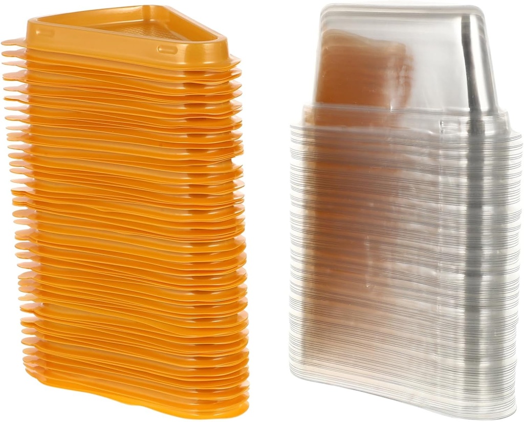 Healifty 100pcs Transparent Triangle Cake Boxes with Lid Bakery Dessert Containers for Cupcakes and Single Cakes Easy Buckle Design for Parties and Baking