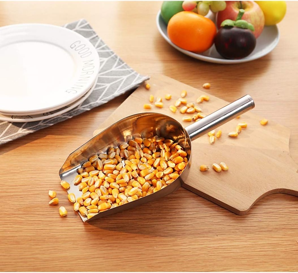 Stainless Steel Sampling Shovel Wide Use Hand Sampler Particle Solid Powder Sampler Soil Chisel Durable & Heavy Duty Multi-Purpose Ice Scoop Food Shovel (Small 9 inch, Square)