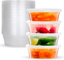 Deli Plastic Storage Containers with Lids [24 Sets] 8 Oz - Reusable Food Containers for Home & Business - Microwave & Freezer friendly - Dishwasher safe - Secure & Tight fitting Covers