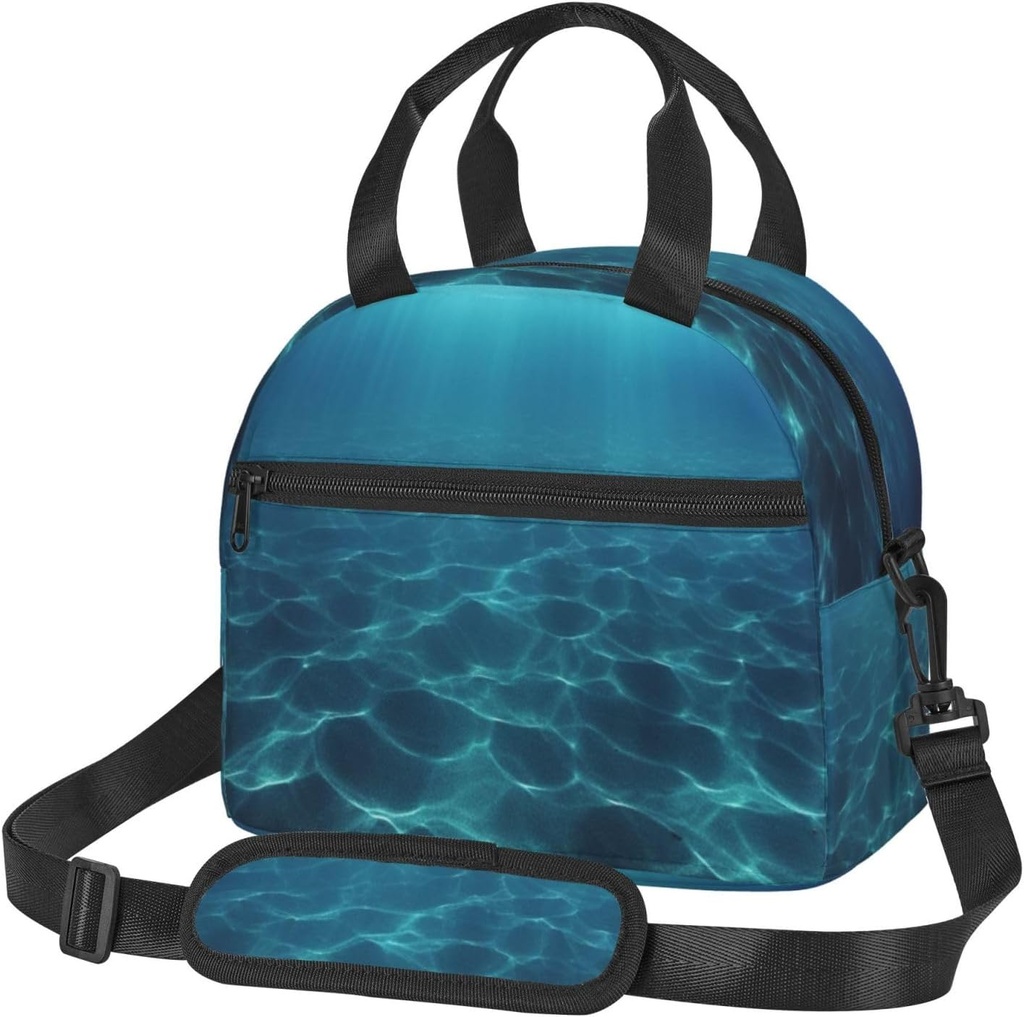 Blue Deep Ocean print Lunch Bag Reusable Insulated Lunch Boxes Cooler Tote Bags For Work Office Picnic Travel