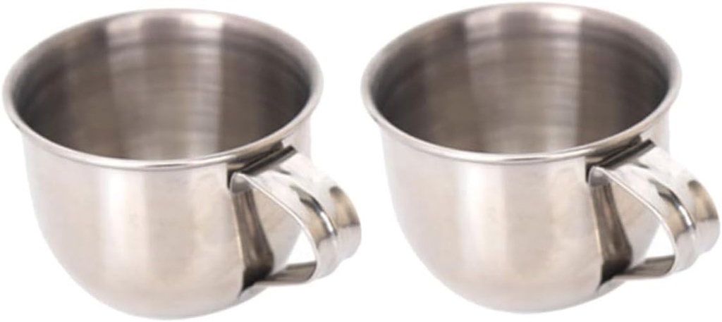 2pcs Stainless Steel Small Tea Mugs Drinking Cups for Plum Wine and Sake Lightweight and Easy to Clean with Comfortable Slip Handle