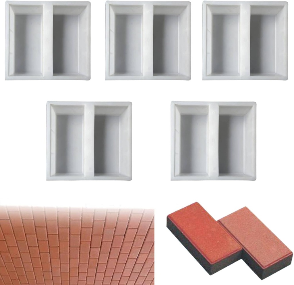 5 Pcs Brick Template DIY Paving Mould Concrete Block Molds DIY Path Maker Molds Portable Corridor Concrete Driveway Stone Path Molds for Garden Yard Parts
