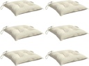 vidaXL Chair Cushions 6 pcs - Cream White 15.7"x15.7"x2.8" | Oxford Fabric | Indoor/Outdoor Furniture Cushion Set | Water-