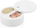 Radicaln Marble Salt Cellar with Lid Dual Compartment 5 Inch White Salt Container, Seasoning Jars, Spice Storage Container for Kitchen, Dining Table, and Home Decor, Sugar & Spice Containers