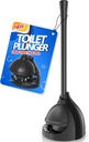 Toilet Plunger with Holder, Plunger with Unique Holder for 5.7-inch Toilet Drain, Plungers for Bathroom with Holder, Toilet Plunger Heavy Duty (1, Black)