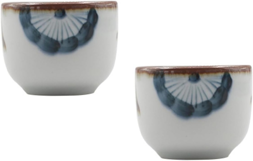 2pcs Elegant Japanese Style Sake Cup Decorated Tea Cup Traditional Japanese Pattern