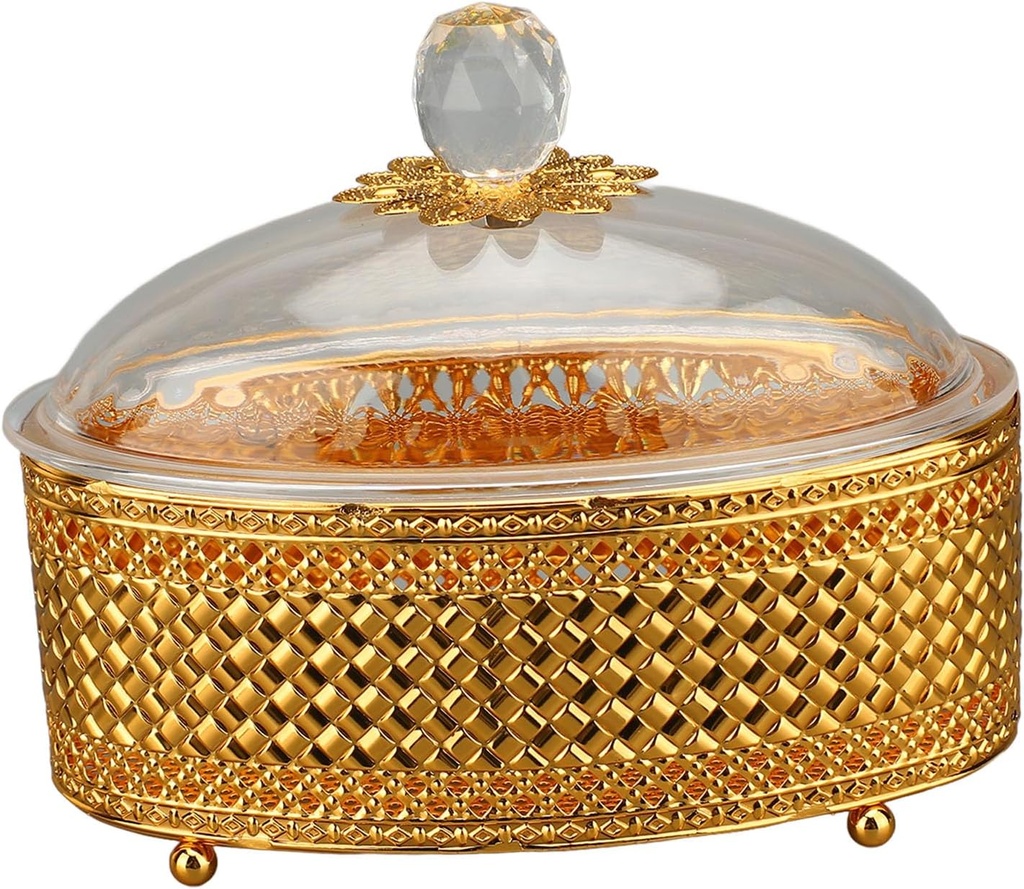 Retro Candy Dish with Lid Metal and Acrylic Candy Bowl European Style Small Decorative Cookie Jars for Party, Candy Buffet, Wedding, Christmas, Home