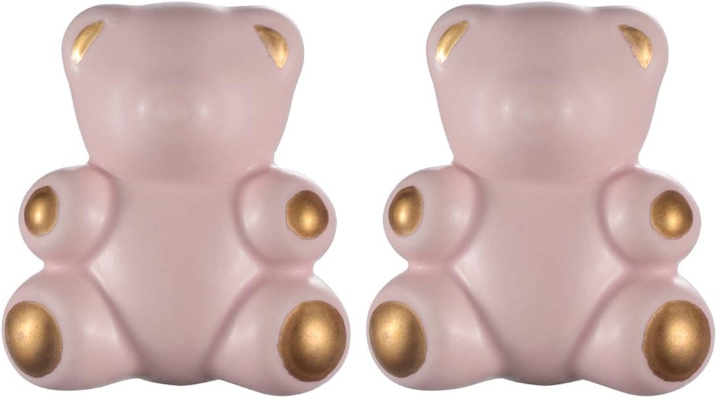 Ceramic Cabinet Knobs Door Furniture Handles Modern Knobs and Handles Kids Room Drawer Dresser Knob 2PCS (Lovely Teddy Bear, Pink)