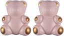 Ceramic Cabinet Knobs Door Furniture Handles Modern Knobs and Handles Kids Room Drawer Dresser Knob 2PCS (Lovely Teddy Bear, Pink)
