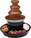 Chocolate Fountain, 3-Tier Stainless Steel Party Fountain with Food Tray and Fork, 1Lbs Electric Chocolate Fondue Fountain Machine for Anniversaries, Weddings, Birthdays(D10.2" x H10.7",Black)