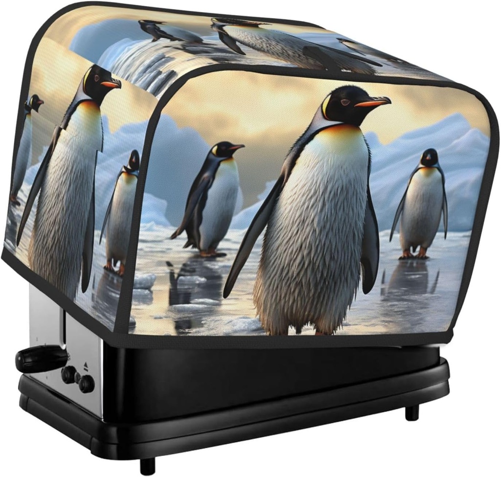 Penguin Toaster Cover 2 Slice, Two Slice Bread Machine Covers Quilted Toaster Dust Cover Universal Size Kitchen Small Appliance Cover With Top Handle