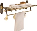 Towel Rack, 23.62Inch Lavatory European Retro Bath Towel Rack with Two Towel Bars Brushed Gold Wall Mount Towel Holder for Bathroom,A