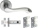 1 Set Internal Satin Chrome Lever on Rose 'Caris' Door Handles Pack Latch& Hinge