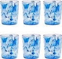 Aegean Swirl Premium Acrylic Drinkware Tumbler/Old Fashioned Glass, Indoor/Outdoor, 12.4 Ounce, Blue Swirl, Set of 6