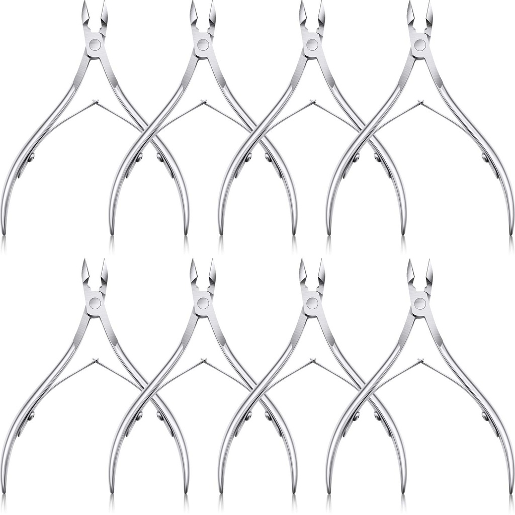 8 Pieces Cuticle Trimmer Stainless Steel Cuticle Nippers Pointed Blade Dead Skin Cutter Clipper Remover Scissors Manicure Tools for Fingernails and Toenails(Silver)