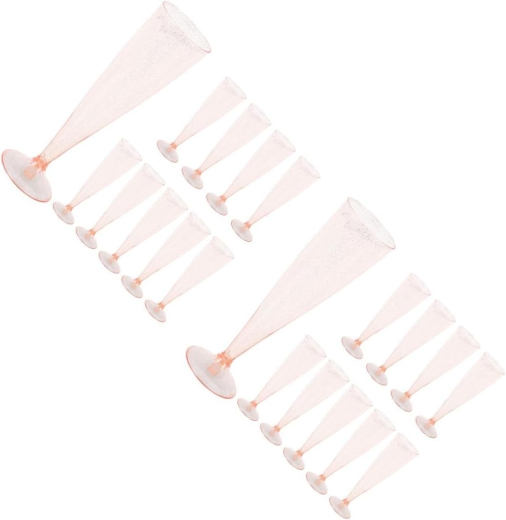 Homoyoyo 20pcs Glitter Disposable Goblet Glasses for Parties Weddings and Cocktails Elegant Plastic Flutes for Wine and for Home and Events