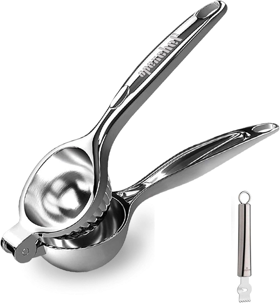 Manual Juicer and Lemon Squeezer by Apexchef | Hand Lemon and Lime Squeezer Juice Press for Citrus Fruits with Bonus Lemon Zesting Tool