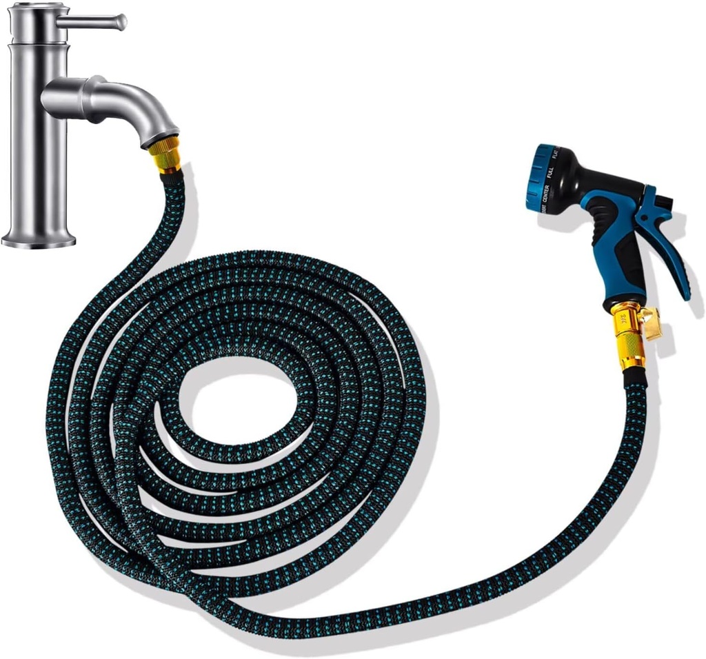 Indoor Sink Hose Attachment for Faucet, 100 Ft Faucet Hose for Kitchen Sink Bathroom Sink Faucet, Watering Houseplants, Washing Pets, Household Cleaning, Car Washing