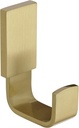 BESy Brass Clothes Hook Single Towel Hook for Bathroom Kitchen Garage Square Style Robe Hooks Coat and Hat Hook, Self Adhesive with Glue or Wall Mounted with Screws, Brushed Gold