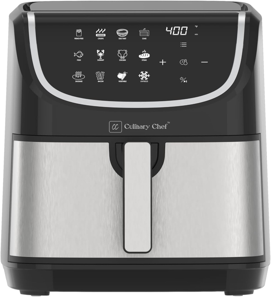 Culinary Chef 8.45-Quart Electric Air Fryer, Adjustable Temperature, Touch Panel Control, One-Touch Cook Functions, and 360° Rapid Cooking, 1700 Watt Power