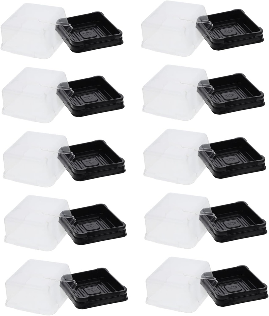 VICASKY 100Pcs Transparent Moon Cake Boxes Multipurpose Dessert Containers Seal for Egg Yolk Cupcakes Pastries for Home Bakery and Cake Shops