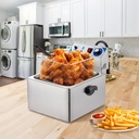 Commercial Deep Fryers, 11L Detachable Extra Large with Temperature Control, Basket and Lid for Restaurants and Commercial Use(Stainless Steel, Sliver)