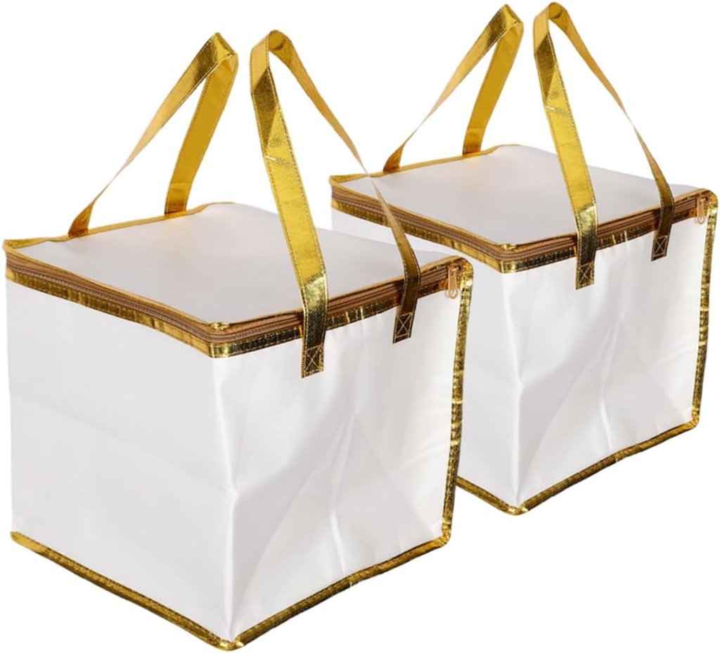 CHILDWEET 2pcs Non-woven Fabric Insulated Cake Carrier Bags Thermal Tote for Groceries Parties Picnics Keeps Food Fresh and Cold Spacious for Two Cakes