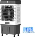 Swamp Cooler Air Conditioner, Evaporative Cooler, 7000 CFM Portable Evaporative Air Cooler, 50 L/13 Gal Water Tank, 3 Speeds, 4 Ice Boxes, Touch, for Room Garage Patio(115x35x51cm)