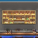 Wine Rack Wall Mounted With Wine Glass Holder,Wine Shelf With LED Light,Floating Bar Shelves,Liquor Bottle Display Shelf,Wine Storage Racks Cabinet For Home Kitchen Wine Cellar Gold/Black (Colo