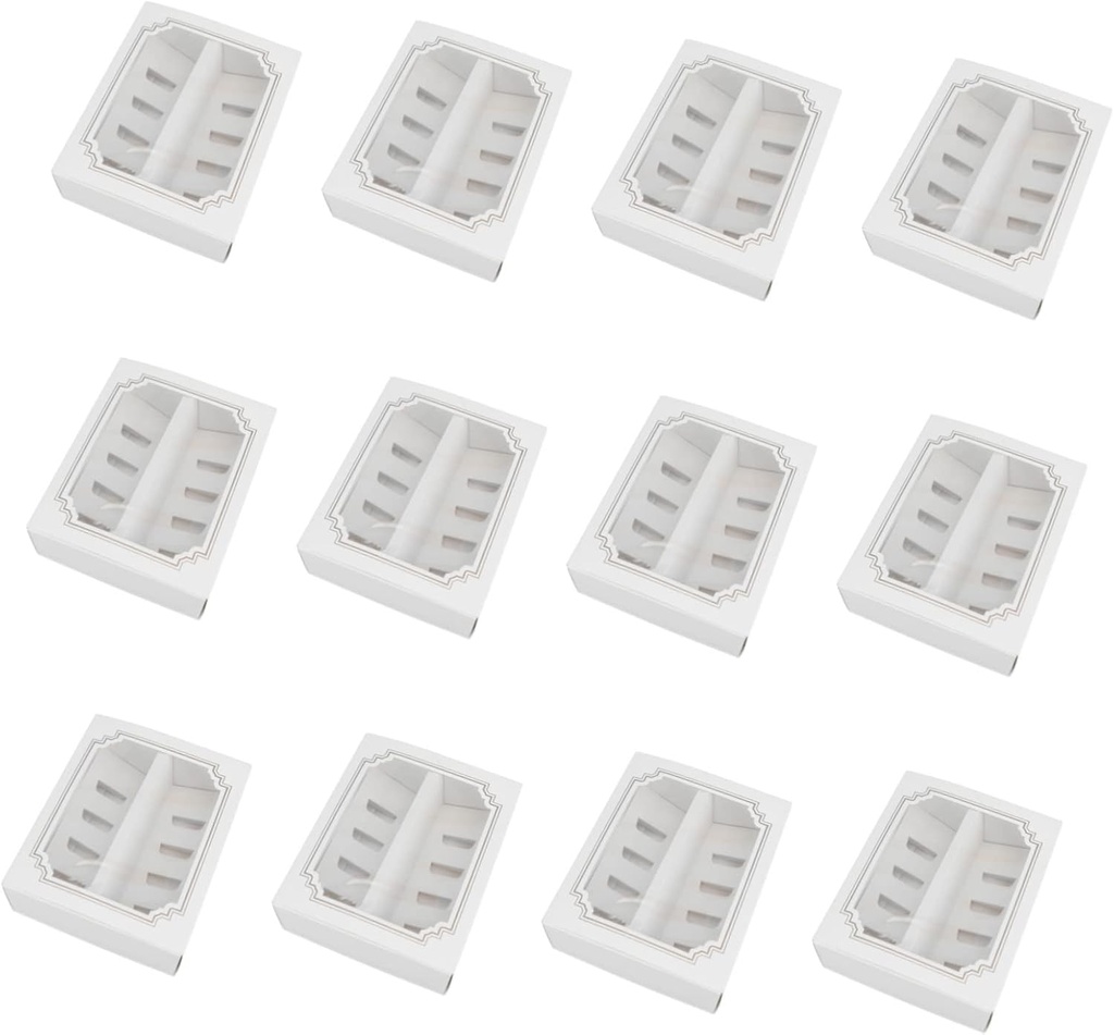 12pcs Paper Macaron Box with Clear Window Eco-friendly Dessert Carrier for Muffins and Cupcakes and Oil- for Parties and Bakeries