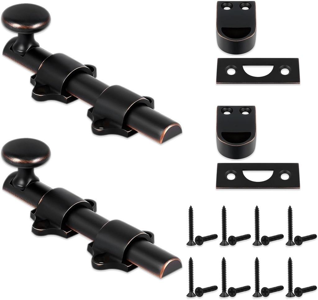 Tandefio 2 Pcs Dutch Door Bolt 6 Inch Heavy Duty Solid Brass Slide Bolt Latch Door Hardware Locks, Attic Latch for Dutch Sliding Barn(Bronze)