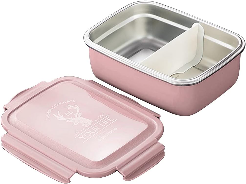 Boxes Lunch Food-safe Stainless Steel PP Four Buttons For Childrens Outdoor Schools 3 Colors Choose Food For Teen Girls For Women Reusable For Gifts