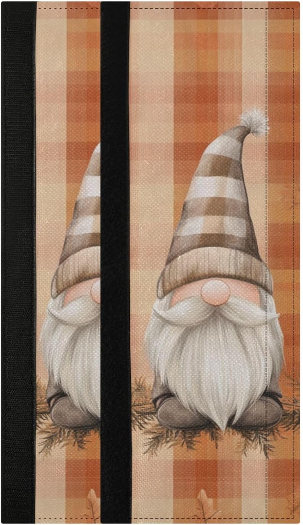 Refrigerator Door Handle Covers Set of 2 Microwave Handle Cover Handmade Decor Protector for Fridge Oven Dishwasher Decorative Washable Orange Thanksgiving Plaid Gnomes