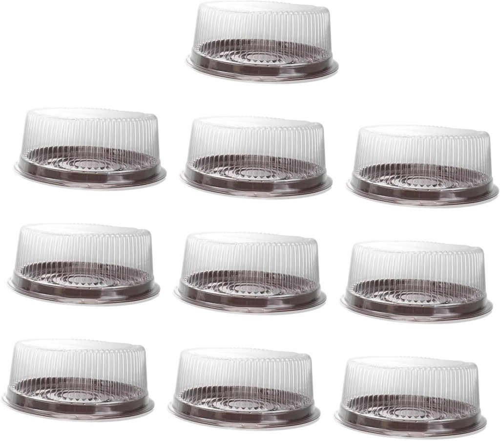 10PCS Transparent Cake Boxes Lock Design Disposable Plastic Pastry Containers for Muffins Puff Moon Cakes Cookies Fresh Food Storage