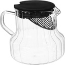 Mobestech Glass Coffee Maker Pot with Lid Transparent Carafe for Cold Brew Iced Tea and Juice Elegant Vertical Stripes Design for Home Brewing and Entertaining