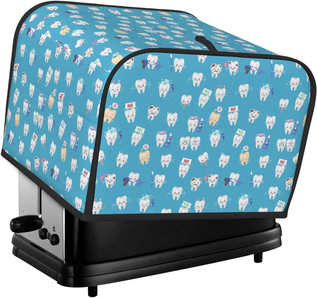 Oven Cover Kitchen Bread Machine Protector,4 Slice Toaster Cover For Home,Fingerprint Coaster Cover,Kitchen Small Appliance,Cute Healthy Teeth